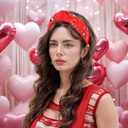 Valentines Day Headband for Women Champagne Wine Glasses Heart Charms Knotted Headband Embellished Wide Top Knot Statement Hairband Fashion Valentines Day Outfits Accessories (Heart Red-2)