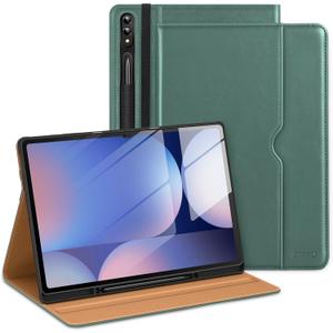 DTTO for Samsung Galaxy Tab S10 Ultra / S9 Ultra / S8 Ultra Case 2024/2023/2022, Premium Leather Business Folio Stand Cover with S Pen Holder for 14.6 Inch Tablet, Auto Wake/Sleep, Midnight Green