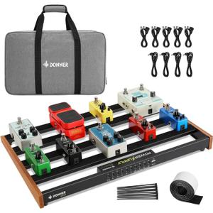 Donner Guitar Pedal Board with Built-in Power Supply, Aluminium Alloy Effects Pedalboard, DB-P300, 3.4Lb, 19.7 * 12.3 * 1.8"