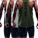 NELEUS Men's 3 Pack Dry Fit Y-Back Muscle Tank Top (Large, Black/Grey/Olive-green)