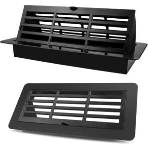 Air Vent Deflectors for Home Floor Vent Covers 4 x 10 inch, Adjustable Black Register - 2 Pack
