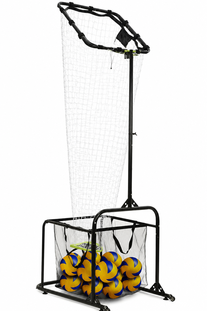 Volleyball Setter Training Equipment Volleyball Setting Trainer Setter Net | 5 Angles 2 Target Hoop Sizes Adjustable Height Includes Rubber Wheels and Collection Bag