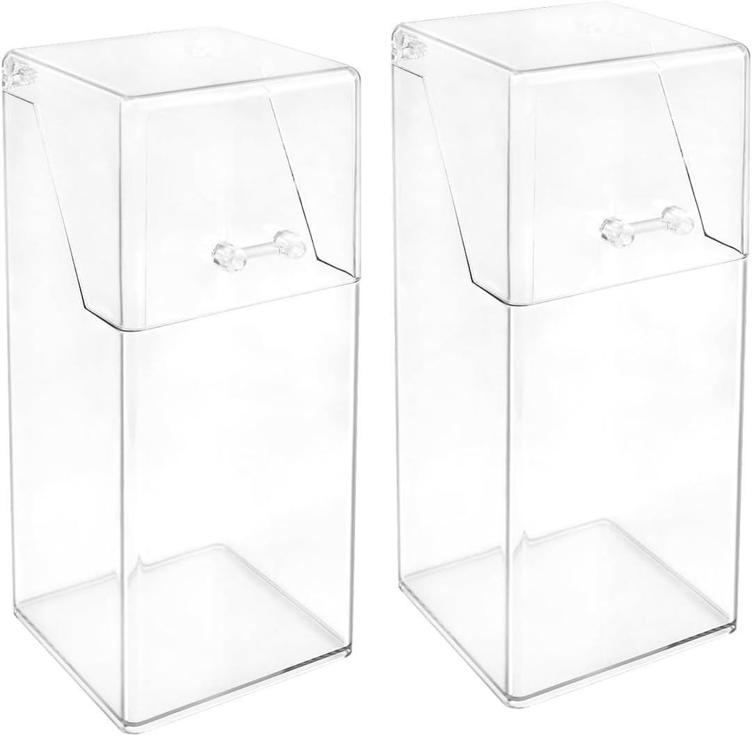 2Pcs Acrylic Makeup Brush Organizer with Lid, Clear Makeup Brush Holders Brush Storage Dust Proof Box Makeup Organizer for Dressing Tables and Vanity