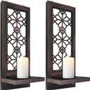 Set of 2 Candle Sconces, Farmhouse Accent Wall Sconce, Caramel Color Candle Holder Wall Decorations for Home Dcor, Living Room, Dining Room.(15 x6 in)