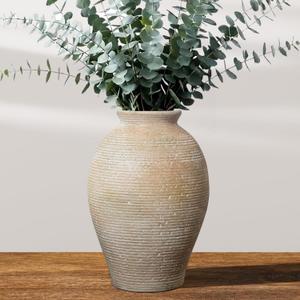 Ceramic Flower Vase for Home Decor, Rustic Farmhouse Vintage Retro Large Vase for Living Room, Kitchen, Bedroom, Decoration for House, Bookshelf, Dining Table, Office, Gift(9.3 inch)