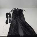 Women's Sexy Elegant Rhinestone Velvet Party Club Night Bodycon Formal Evening Maxi Dress (Medium, 801 Black)