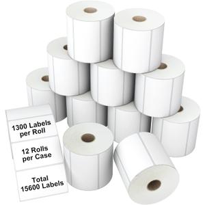 3-Proof 2"x1" Direct Thermal Barcode Labels Rolls for Zebra LP2824 ZD411 ZD410 ZD421 ZD420 GK420D, 12 Rolls 15600 Pcs Waterproof Return Address Label Used with Rollo MUNBYN Desktop Printer