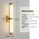 23.6" Modern Wall Sconce, 5CCT Dimmable LED Bathroom Vanity Light, Brushed Gold Wall Light with Resin Shade, 20W Hardwired Vanity Lighting for Bedroom, Living Room, Hallway