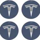 4 Pack Aluminum Waterproof Wheel Cover Center Emblem Sticker for Tesla Model 3 Model Y 56mm Hubcaps Wheel Rim Cover (Dusty Blue Background+Silver)