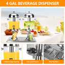Drink Dispenser with Stand, 4.2 Gallon Beverage Dispenser for Parties, Stainless Steel Dual-Head Juice Dispenser with Centre Ice Core and Drip Trays for Parties, Buffet Cafeterias, Homes (EXP 03/06/27)