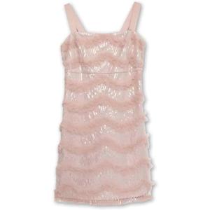 Speechless Girls' Sleeveless Square Neck Textured Ruffle Sequin Mini Dress (8, Blush)