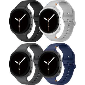 Sport Band for Samsung Galaxy Watch 8 Band 40mm 44mm/Watch 8 Classic 46mm Men Women, Seamless Soft Silicone Replacement Strap for Samsung Watch 8 Bands Correa Accessories (S/M-20mm width(135mm-195mm), 19-Black/Light Gray/Space Gray/Navy Blue)