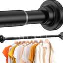 Closet Rods for Hanging Clothes 18 to 28 Inches, 1 Inch Adjustable Short Closet Rod Heavy Duty Clothes Hanging Tension Rod for Closet Wardrobes Laundry RV, Black