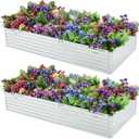 Meberam 2 Pack 6x3x1FT Galvanized Raised Garden Beds Kit Outdoor Metal Gardening Planter Box for Vegetable Elevated Flower Herbs,Silver