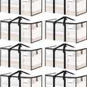 8 Pack Extra Large Heavy Duty Moving Bags, Clear Storage Bins with Lids, Reinforced Handles & Heavy-Duty Zippers Moving Boxes Storage Bags Totes for Clothes Packing, Dorms, College Supplies, Clear