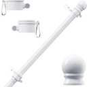 PHITRIC Flag Pole, Tangle Free Spinning Stainless Steel Rustproof Flagpole for 3x5 Sports Fan Outdoor Flags for Outside House (White, 5FT, Without Bracket)