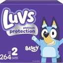 Luvs Size 2 Baby Diapers, Platinum Protection Bluey Diapers for Day & Night, Size 2, 264 Count (Packaging May Vary)