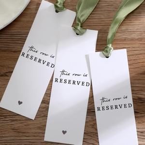 2 x 12 Pcs Reserved Row Sign with Ribbon This Row Is Reserved Signs Seating Chair Tags Hanging for Wedding Ceremony Reception Ceremony Party Church Events Pews