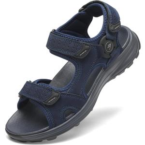 FLARUT Men's Athletic Sandals Sport Outdoor Hiking Sandals Open Toe Leather Walking Sandals Beach Water Shoes (10)