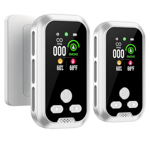 2-Pcs 4IN1 Plug in Smoke & Carbon Monoxide Detector Combination Builti-in 2000 mAh Backup Battery HD Screen [Smoke CO Temp Humidity Sensor] Alarm for Home Travel Hotel Indoor (White)