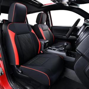 Tacoma Seat Covers, fit for 2016-2023 Tacoma Double & Crew Cab Tacoma SR, SR5, Limited, TRD Pro, TRD Sport, TRD Off-Road, Trail Special Edition(Full Set, Black&Red)