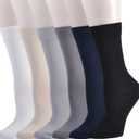 EPEIUS Women's Crew Socks - Soft Thin Seamless Viscose Dress Calf Socks for Business,Trouser Sox 3/6 Pairs (Size 9-11, Mixed Color 1_6 Pack)