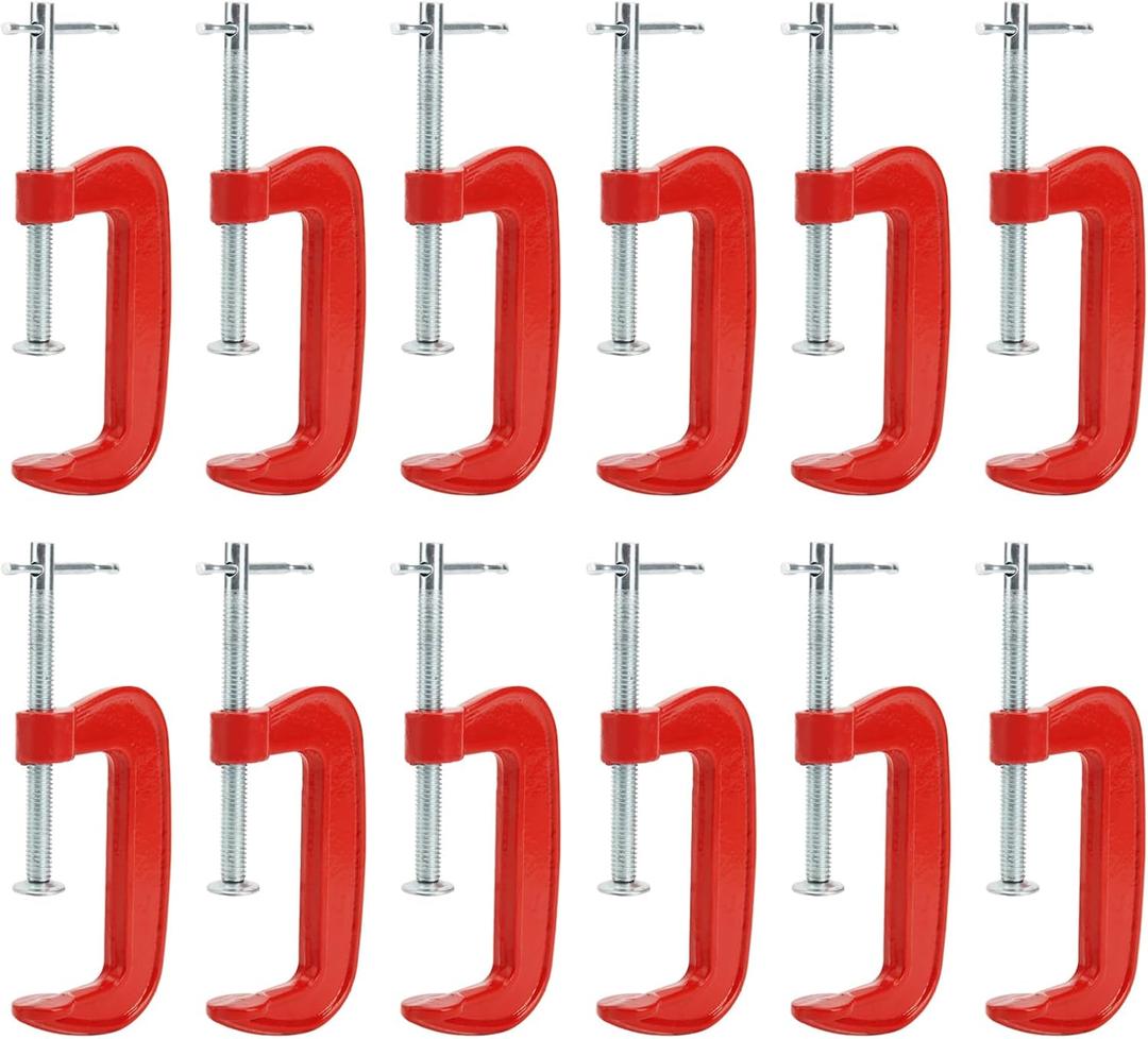12 PCS 3 Inch C Clamps, Malleable Iron G Clamps with 3 Inch Jaw Opening for Woodworking, Welding