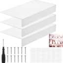 Hoolerry 3 Sets Wood Shelf Covers for Wire Shelving Removable Closet with 18 Grain Stickers Wire Rack Covers for Pantry Home and Kitchen Organization(30 x 16 Inch,White)