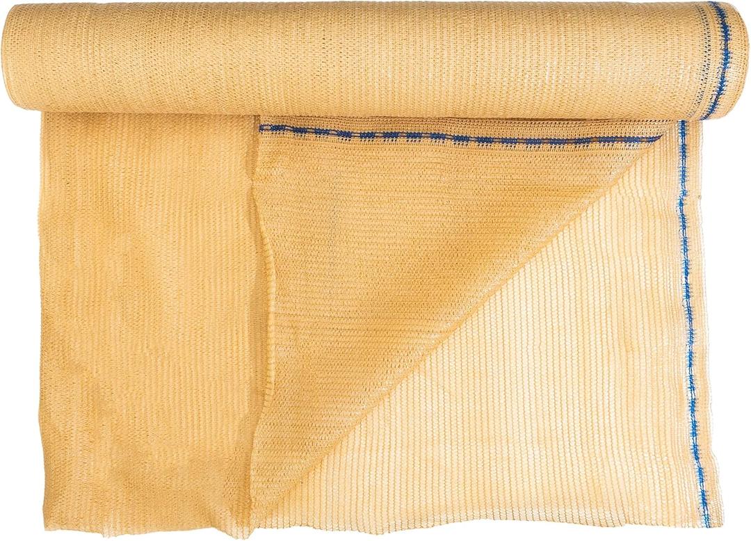[WindscreenSupplyCo] 60% 5'10'' x 100 FT Eyelets Shade Cloth Roll Sunblock Shade UV Resistant Net for Garden Greenhouse Flower Plant Patio Kennel, Tan - PS6160TAN