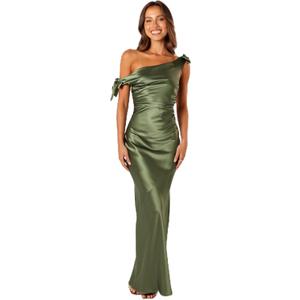 Petal & Pup Women's Selma Off Shoulder Maxi Dress (Green, XL)