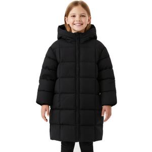 Girl Winter Coat - Kids Toddler Quilted Puffer Long Warm Jackets with Hood and Two Pockets, 6-7 years