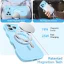 Magnetic for iPhone 17 Pro Max Case, 1X Screen Protector+1X Wrist Strap, Cute Wavy [Compatible with MagSafe][Full Camera Protection] Trendy Matte Women Girly Case for iPhone 17 Pro Max 6.9", Sky Blue