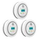 3 Packs Smoke and Carbon Monoxide Detector, 2in1 Combo Alarm, Battery Operated Smoke Detector & CO Alarm with LCD Display, Dual Sensor Smoke Alarm &CO Sensor, Easy to Install,85db Sound