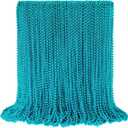 100 PCS Teal Bead Necklaces, Teal Mardi Gras Beads Necklaces Turquoise Party Beads Necklace Bulk Round Beaded Necklaces for Mardi Gras, Christmas, School Spirit Day Party Favors