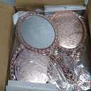 12 Pcs Vintage Handheld Mirror 9.6" L x 4.5" W Portable Pink Embossed Flower Mirrors Princess Mirror Party Favors Retro Hand Held Decorative Mirrors Bulk for Makeup, Travel, Party, Classroom