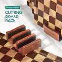 Checkerboard Cutting Board 3-PC Set, Solid Wooden Chopping Board, Acacia Wood Cutting Board for Kitchen with Holder with Deep Juice Grooves & Built-in Handles, for Meat, Vegetables and Fruits, 3-piece Set
