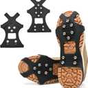 Ice Cleats for Shoes and Boots, Silicone Stainless Steel Spikes, Crampons, Anti-Slip Traction Cleats for Walking or Hiking on Snow and Ice (Large) Black