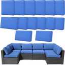 14Pcs Outdoor Cushion Covers Replacement Washable w/Zipper for 6-Seaters Sofa Patio Slipcovers Set Seat and Back Covers Only-25x25x3.15inch (Blue)