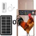 Automatic Chicken Coop Door Solar Powered, LCD Display Chicken Door with Timer & Light Sensor, 4 Modes Automatic Chicken Door Solar, Anti-Pinch & Weather Proof Coop Door with Remote Control (Gold)