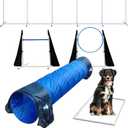 Houseables Dog Agility Course Backyard Set, Dog Agility Equipment, Obstacle Course Backyard, Training and Exercise Equipment, Play Tunnel, Weave Poles, Jumps, Pause Box for Playground, Park, Indoor