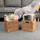 11x11in Wicker Storage Basket Set of 2 Collapsible Hyacinth Cube Storage Baskets,Storage Bins for Organizing Storage Basket with Built-in Handles