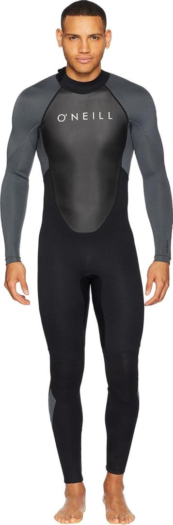 O'Neill Men's Reactor-2 3:2mm Back Zip Full Wetsuit, Lightweight Warmth and Flexibility for Surfing and All Water Activities, Black/ Graphite, X-Large Short