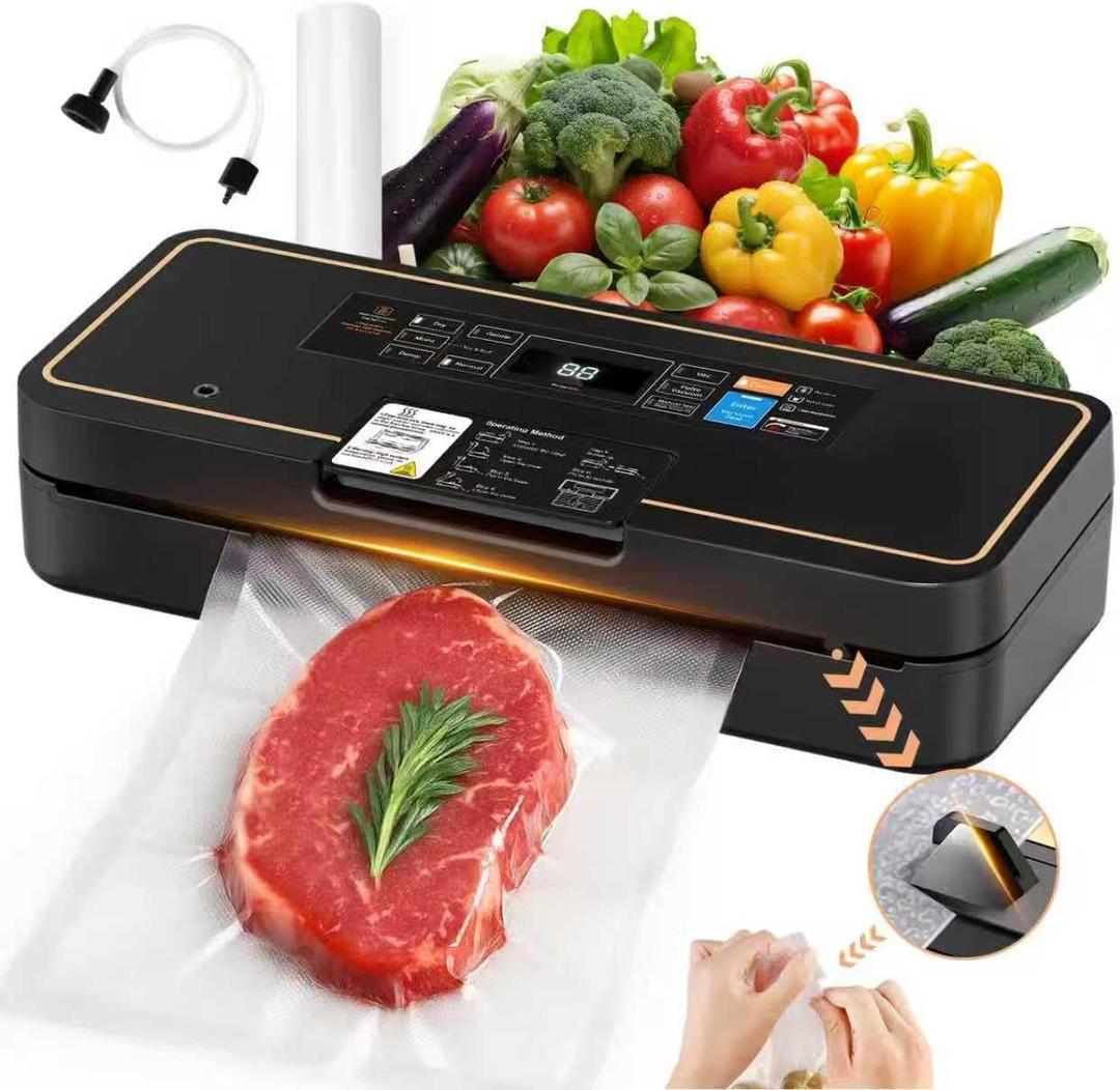 UPRUBE Vacuum Sealer with Easy Tear Cutter, 95kPa Food Saver Vacuum Sealer Machine for Food, 135W Fast Sealing, 9-in-1 Food Vacuum Sealer Machine with 10 ft Bag Roll for Meal Prep & Sous VideLIGHT