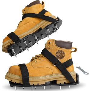 Satisure Epoxy Floor Spiked Shoes with 1" Short Spikes (Fully Assembled) - Non-Slip Adjustable Straps for Self-Leveling Floors, Garage Coating & Overlays, Cover Installation (Black, 1 Pair)