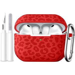Leopard Engraved Compatible for AirPods Pro 3 Case Cover(2025),Soft Silicone Compatible with Apple AirPods Pro 3 Case for Women,Cute Air Podspro3 Case with Keychain &Cleaning Kit