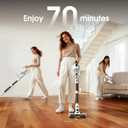 Cordless Vacuum Cleaner, 600W 50KPA 70Mins Runtime Fast Charging Vacuum Cleaner, Self-Standing LED Light Touch Screen Stick Vacuum for Home Light Weight,for Pet Hair/Carpet/Floor, White