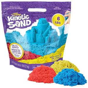 Kinetic Sand, 6lbs Mega Mixin’ Bag with Red, Yellow & Blue Play Sand, , Sensory Toys for Kids Ages 3 and up