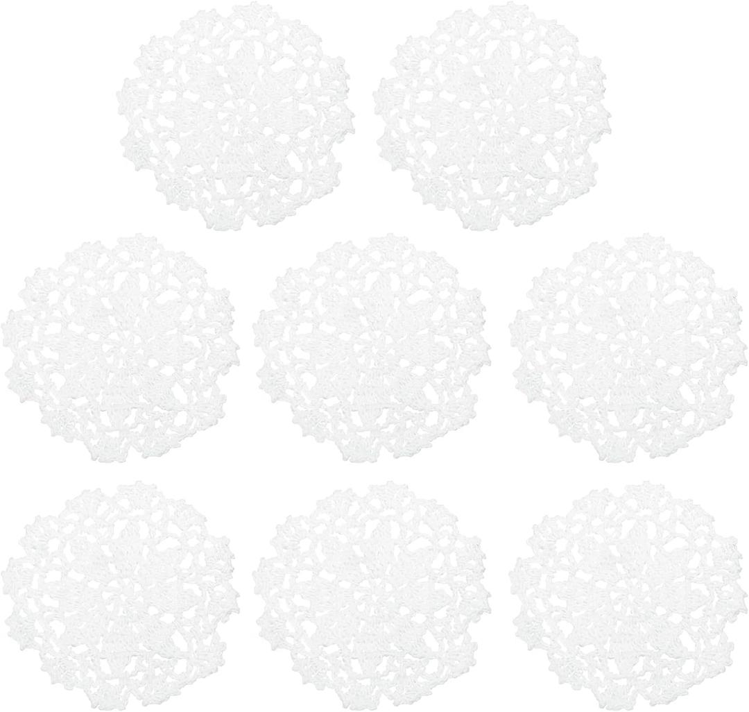 uxcell Fabric Coasters, 8pcs 4" - Cotton Woven Crochet Doilies, Lace Embroidery Cup Mat with Floral Pattern for Wedding Party Decoration (White) uxcell Fabric Coasters, 8pcs 4" - Cotton Woven Crochet Doilies, Lace Embroidery Cup Mat with Floral Pattern for Wedding Party Decoration (White)