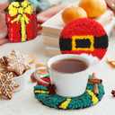 Mindsoft 6 Pcs Christmas Punch Needle Kits for Adults Beginners Punch Needle Coaster Xmas Embroidery Kit with 6 Patterns Yarn Tools Felt Embroidery Hoop Instruction for DIY Christmas Craft Night Ideas