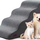 4-Step Dog Stairs and Ramp for Beds or Couches  Non-Slip Sturdy Pet Steps for Small Dogs and Cats,20.9" H,Grey